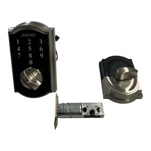 Schlage Keypad Deadbolt Lock Camelot Satin Nickel BE375 (Tested,‎ No Screws)